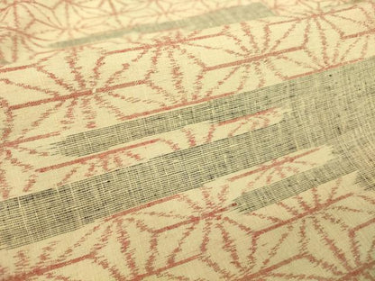平和屋着物▽上質な紬　単衣　霞麻の葉文　正絹　逸品　DAAT9249az