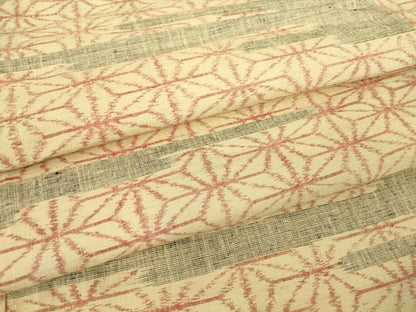 平和屋着物▽上質な紬　単衣　霞麻の葉文　正絹　逸品　DAAT9249az