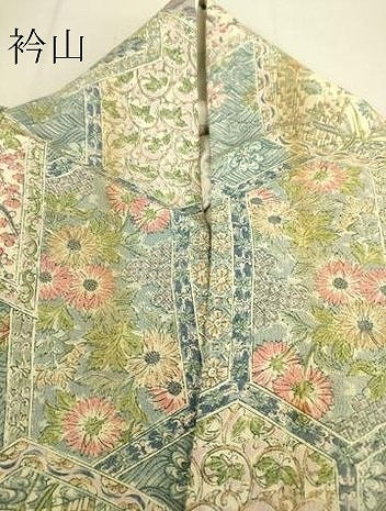 平和屋着物▽上質な小紋　単衣　亀甲花鳥蝶文　正絹　逸品　DAAT9251az