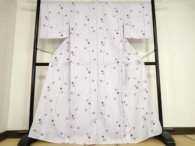 平和屋着物▽小紋 単衣 舞桜文 洗える着物 DAAT9255az