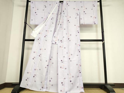 平和屋着物▽小紋 単衣 舞桜文 洗える着物 DAAT9255az