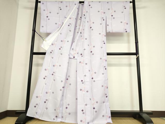 平和屋着物▽小紋 単衣 舞桜文 洗える着物 DAAT9255az