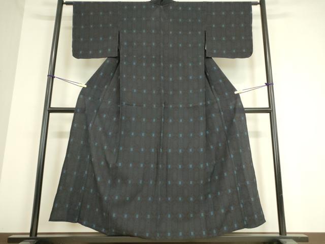 平和屋着物▽本塩沢 単衣 亀甲繋ぎ 正絹 逸品 DAAT9257az