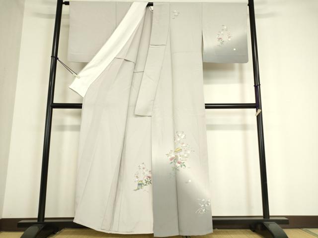 平和屋着物▽訪問着 単衣 友禅 籬花文 暈し染め 正絹 逸品 DAAT9258az