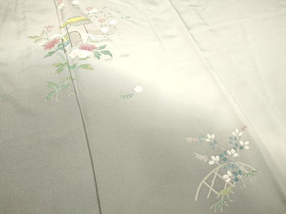 平和屋着物▽訪問着 単衣 友禅 籬花文 暈し染め 正絹 逸品 DAAT9258az