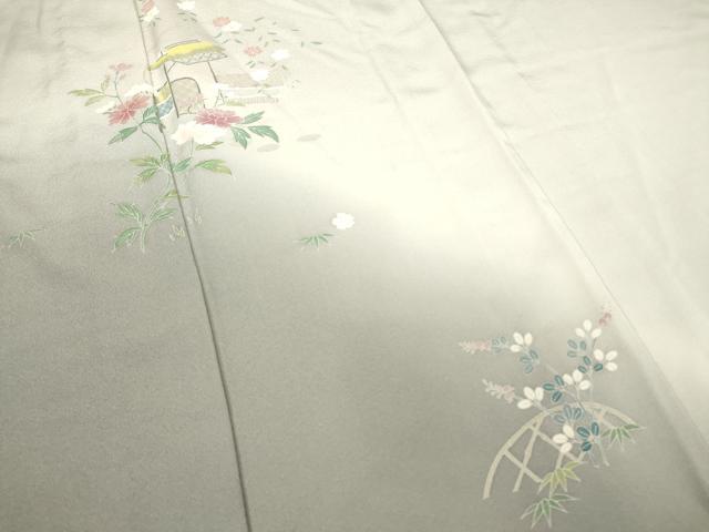 平和屋着物▽訪問着 単衣 友禅 籬花文 暈し染め 正絹 逸品 DAAT9258az