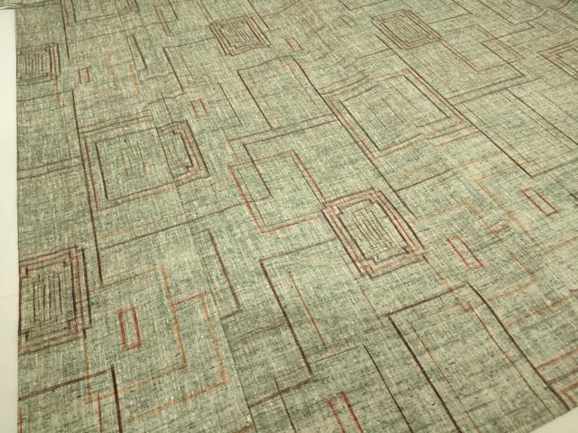平和屋着物▽上質な紬 単衣 幾何学文 正絹 逸品 DAAT9260az