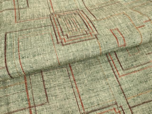 平和屋着物▽上質な紬 単衣 幾何学文 正絹 逸品 DAAT9260az