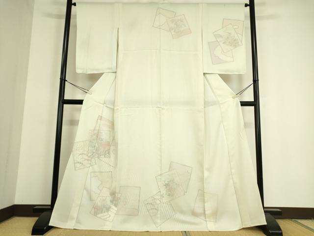 平和屋着物▽訪問着 無双 紗袷 紋紗×絽 色紙重ね花文 正絹 逸品 DAAT9336az