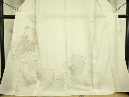 平和屋着物▽訪問着 無双 紗袷 紋紗×絽 色紙重ね花文 正絹 逸品 DAAT9336az