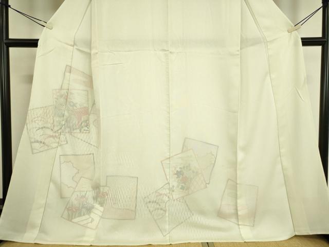 平和屋着物▽訪問着 無双 紗袷 紋紗×絽 色紙重ね花文 正絹 逸品 DAAT9336az