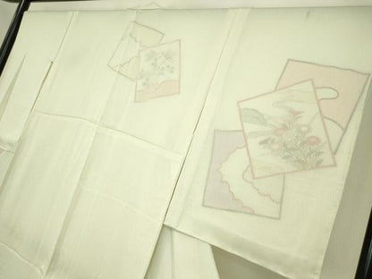 平和屋着物▽訪問着 無双 紗袷 紋紗×絽 色紙重ね花文 正絹 逸品 DAAT9336az