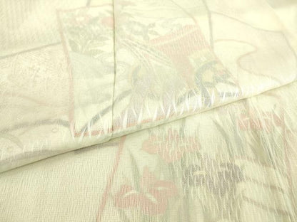 平和屋着物▽訪問着 無双 紗袷 紋紗×絽 色紙重ね花文 正絹 逸品 DAAT9336az