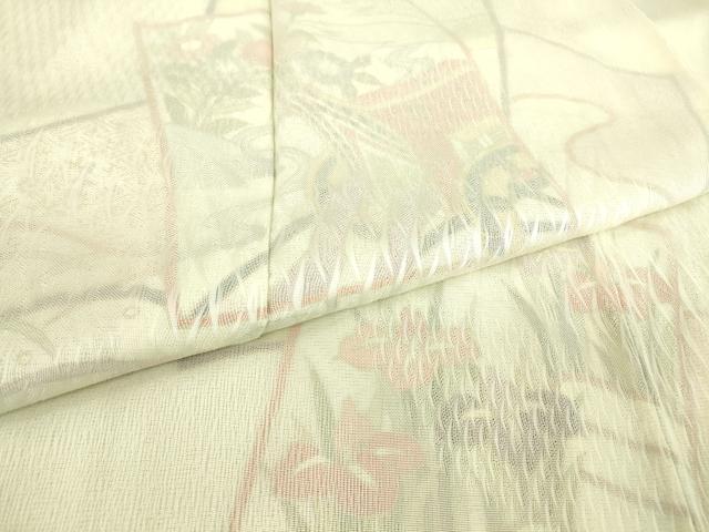 平和屋着物▽訪問着 無双 紗袷 紋紗×絽 色紙重ね花文 正絹 逸品 DAAT9336az