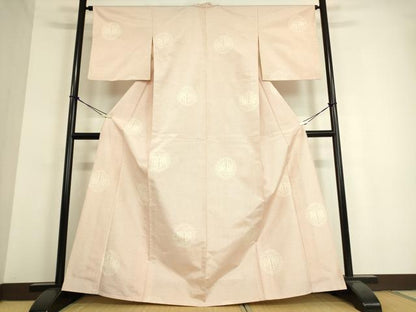 平和屋着物▽上質な紬 単衣 向い鳥花文 正絹 逸品 DAAT9338az