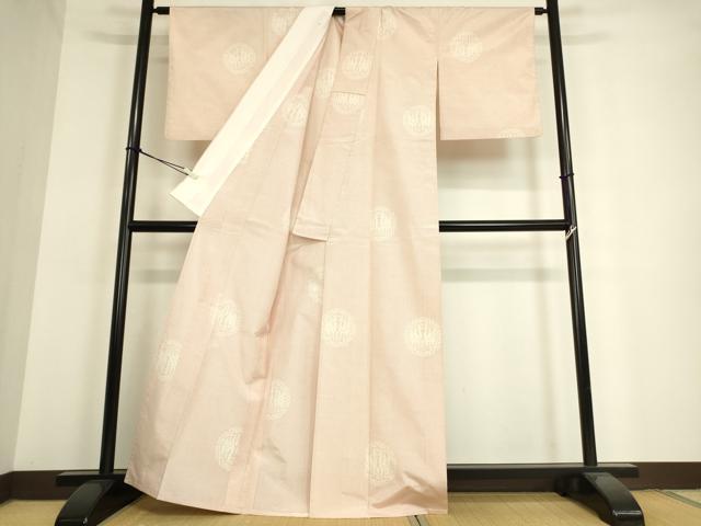 平和屋着物▽上質な紬 単衣 向い鳥花文 正絹 逸品 DAAT9338az