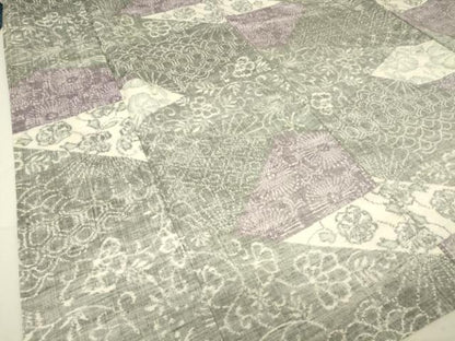 平和屋着物▽小千谷紬 単衣 花切嵌め文様 正絹 逸品 DAAT9340az