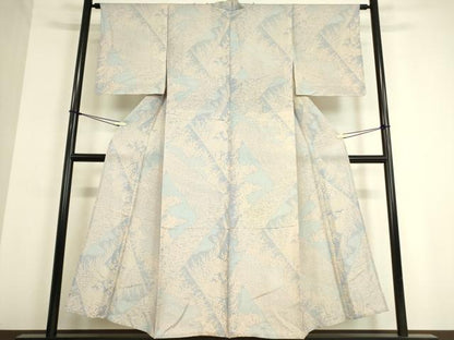 平和屋着物▽本場染大島紬 単衣 流水花切嵌め文様 正絹 逸品 DAAT9343az