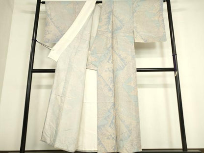 平和屋着物▽本場染大島紬 単衣 流水花切嵌め文様 正絹 逸品 DAAT9343az