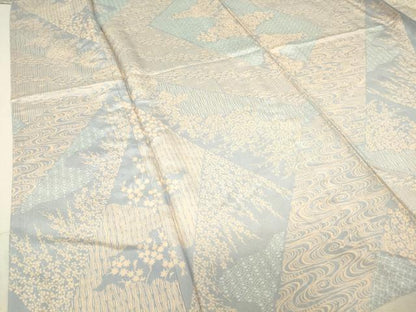 平和屋着物▽本場染大島紬 単衣 流水花切嵌め文様 正絹 逸品 DAAT9343az