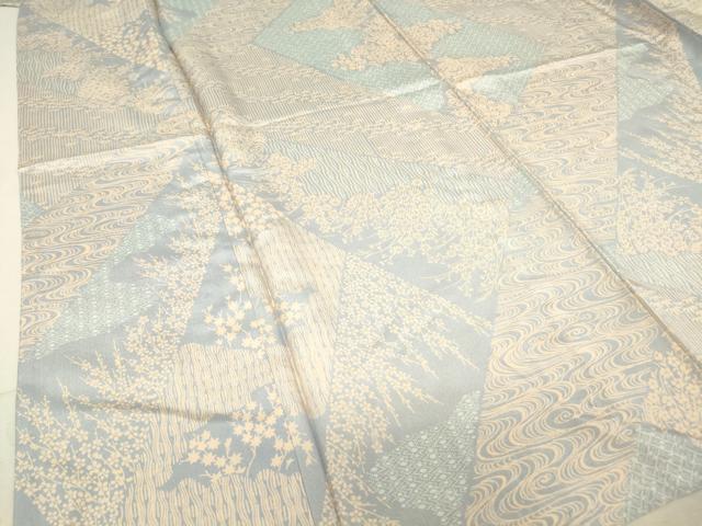 平和屋着物▽本場染大島紬 単衣 流水花切嵌め文様 正絹 逸品 DAAT9343az
