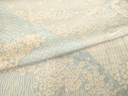 平和屋着物▽本場染大島紬 単衣 流水花切嵌め文様 正絹 逸品 DAAT9343az