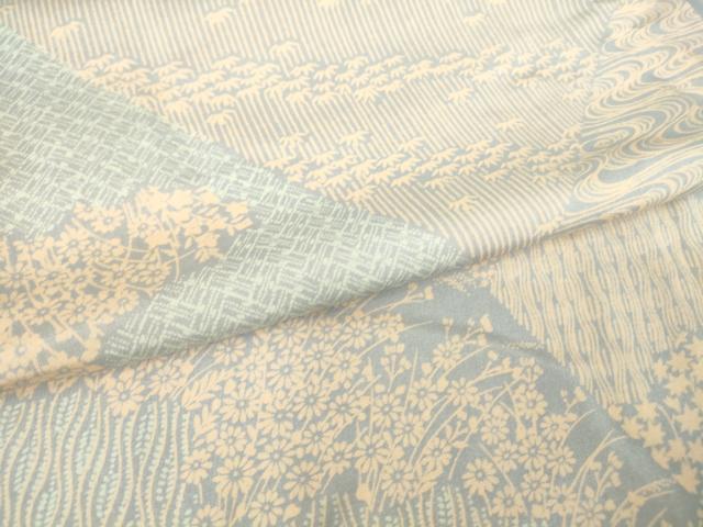 平和屋着物▽本場染大島紬 単衣 流水花切嵌め文様 正絹 逸品 DAAT9343az