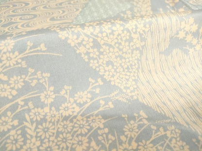 平和屋着物▽本場染大島紬 単衣 流水花切嵌め文様 正絹 逸品 DAAT9343az