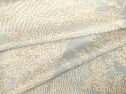 平和屋着物▽本場染大島紬 単衣 流水花切嵌め文様 正絹 逸品 DAAT9343az