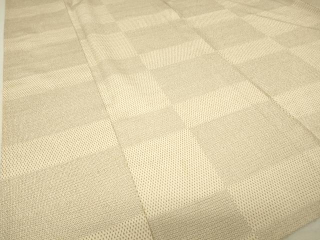 平和屋着物▽本塩沢 単衣 格子 110亀甲 正絹 逸品 DAAT9345az