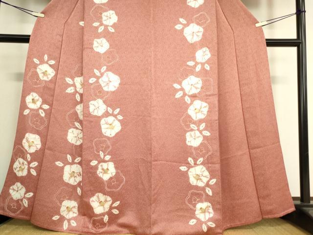 平和屋着物▽訪問着 単衣 絞り 椿 金彩 正絹 逸品 DAAT9347az