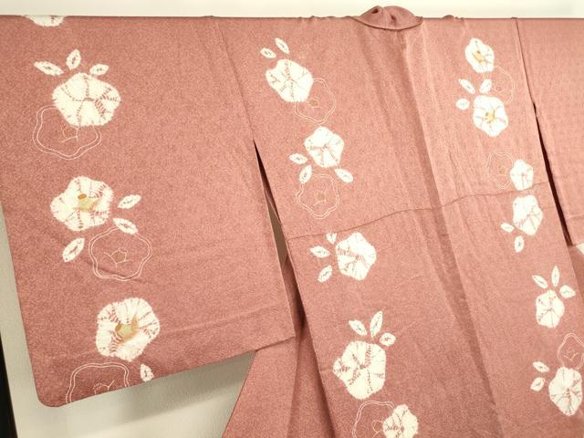 平和屋着物▽訪問着 単衣 絞り 椿 金彩 正絹 逸品 DAAT9347az