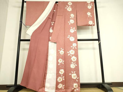 平和屋着物▽訪問着 単衣 絞り 椿 金彩 正絹 逸品 DAAT9347az