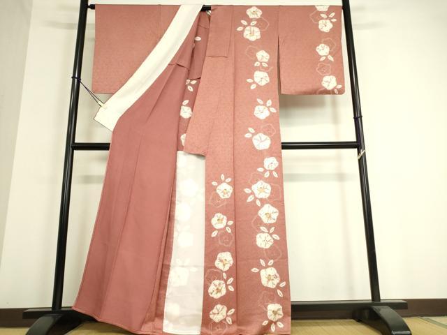 平和屋着物▽訪問着 単衣 絞り 椿 金彩 正絹 逸品 DAAT9347az