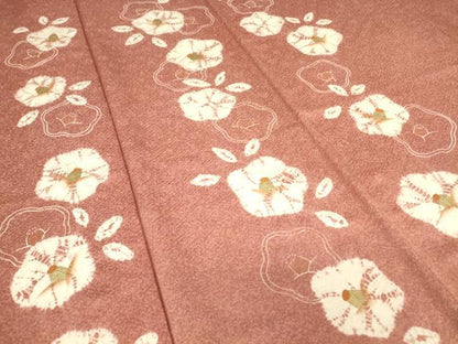 平和屋着物▽訪問着 単衣 絞り 椿 金彩 正絹 逸品 DAAT9347az