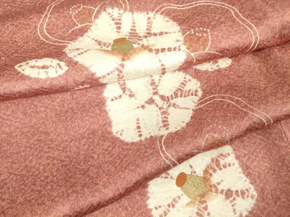 平和屋着物▽訪問着 単衣 絞り 椿 金彩 正絹 逸品 DAAT9347az