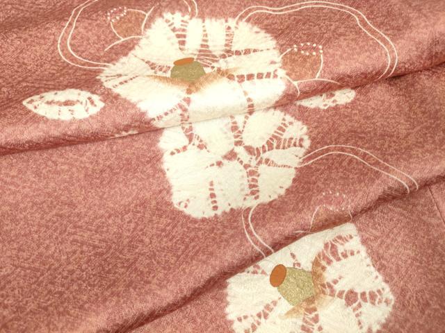 平和屋着物▽訪問着 単衣 絞り 椿 金彩 正絹 逸品 DAAT9347az