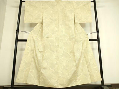 平和屋着物▽上質な紬 単衣 幾何学文 正絹 逸品 DAAT9351az