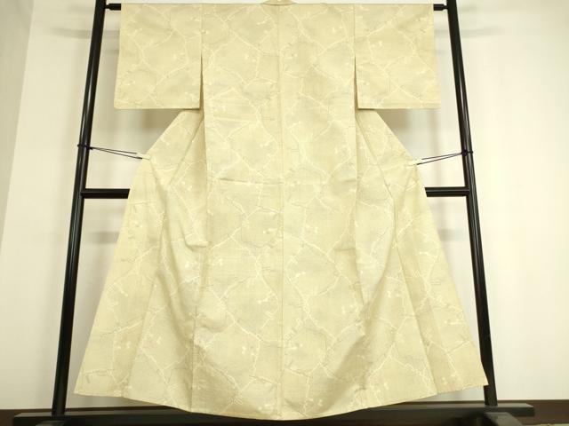 平和屋着物▽上質な紬 単衣 幾何学文 正絹 逸品 DAAT9351az