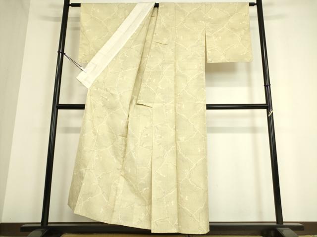 平和屋着物▽上質な紬 単衣 幾何学文 正絹 逸品 DAAT9351az