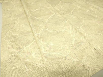 平和屋着物▽上質な紬 単衣 幾何学文 正絹 逸品 DAAT9351az