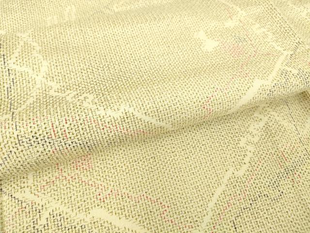 平和屋着物▽上質な紬 単衣 幾何学文 正絹 逸品 DAAT9351az