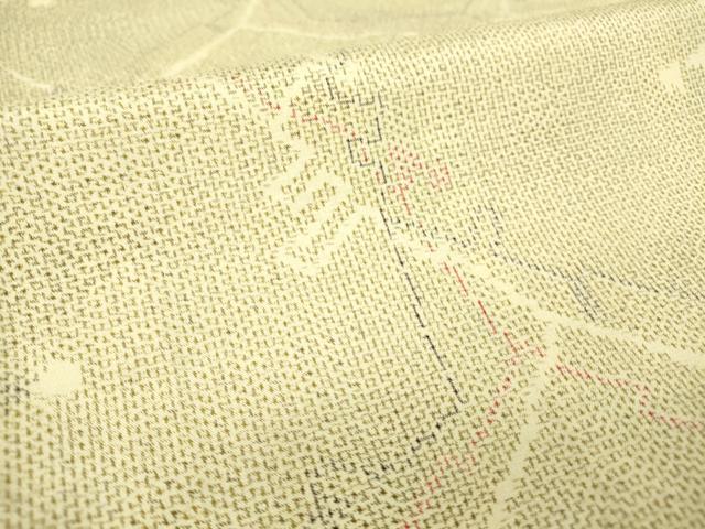 平和屋着物▽上質な紬 単衣 幾何学文 正絹 逸品 DAAT9351az