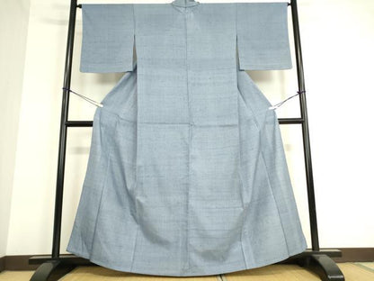 平和屋着物▽生紬 単衣 青藤色 正絹 逸品 DAAT9355az