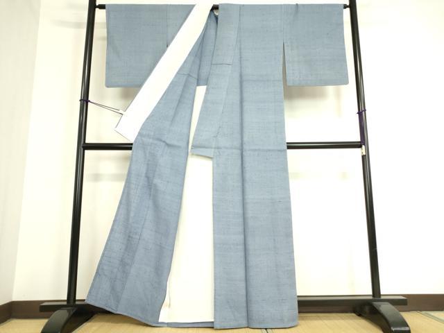 平和屋着物▽生紬 単衣 青藤色 正絹 逸品 DAAT9355az
