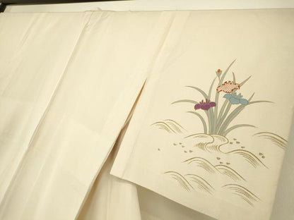 平和屋着物▽訪問着 単衣 駒刺繍 杜若 金彩 正絹 逸品 DAAT9356az