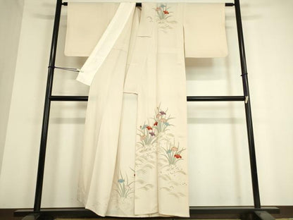 平和屋着物▽訪問着 単衣 駒刺繍 杜若 金彩 正絹 逸品 DAAT9356az