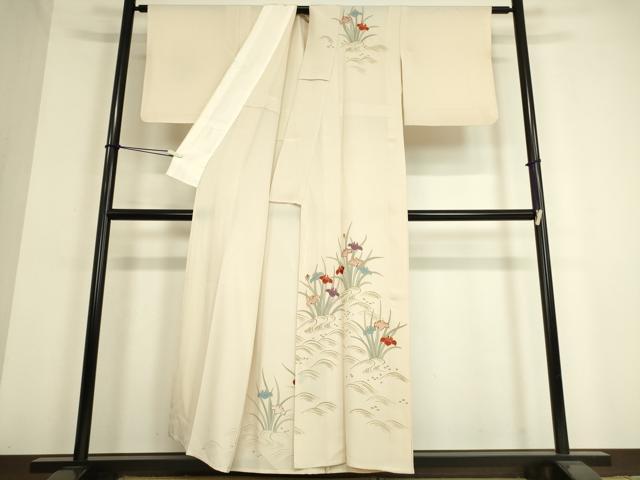 平和屋着物▽訪問着 単衣 駒刺繍 杜若 金彩 正絹 逸品 DAAT9356az