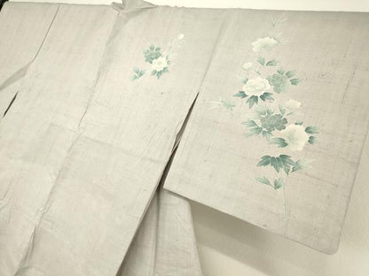 平和屋着物▽訪問着 単衣 紬地 牡丹文 正絹 逸品 DAAT9358az