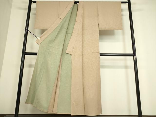 平和屋着物▽伝統工芸師 服部光擴監修 色無地 単衣 笹竹地紋 渋柿色 正絹 逸品 DAAT9360az